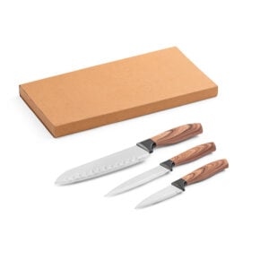Conjunto de 3 Facas de Cozinha em Aço Inox Personalizado 94395 - Enova Brindes Personalizados
