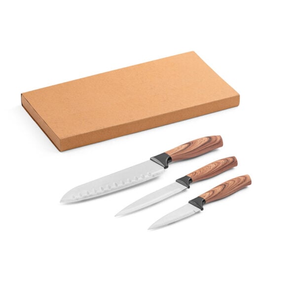 Conjunto de 3 Facas de Cozinha em Aço Inox Personalizado 94395 - Enova Brindes Personalizados