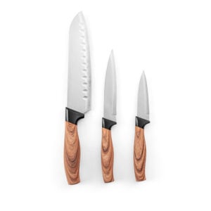 Conjunto de 3 Facas de Cozinha em Aço Inox Personalizado 94395 - Enova Brindes Personalizados