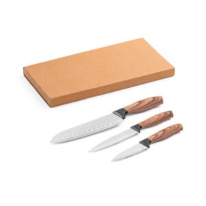 Conjunto de 3 Facas de Cozinha em Aço Inox Personalizado 94395 - Enova Brindes Personalizados