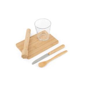 Kit caipirinha 5 peças em bambu personalizado 94435 - Enova Brindes Personalizados