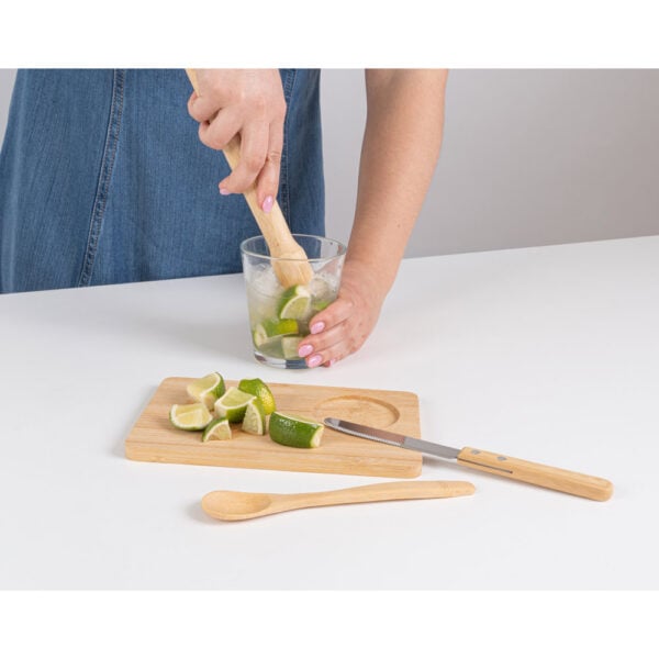 Kit caipirinha 5 peças em bambu personalizado 94435 - Enova Brindes Personalizados