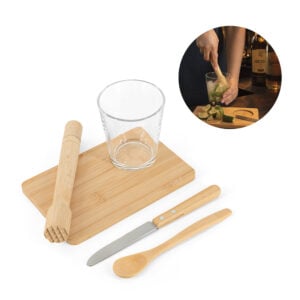 Kit caipirinha 5 peças em bambu personalizado 94435 - Enova Brindes Personalizados