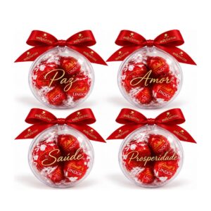 Kit Bola de Natal Personalizada com Chocolates KT115, bolas de acrílico com mensagens de Natal personalizadas