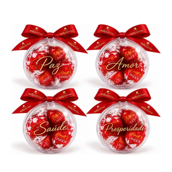 Kit Bola de Natal Personalizada com Chocolates KT115, bolas de acrílico com mensagens de Natal personalizadas