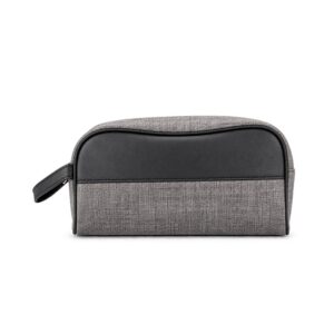 Nécessaire PU 19209 cinza com faixa preta