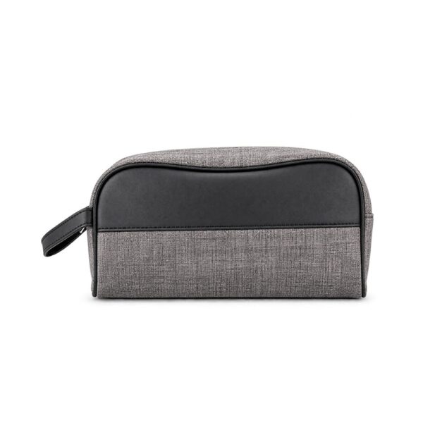 Nécessaire PU 19209 cinza com faixa preta