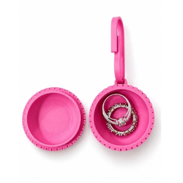 Porta-Comprimidos Chaveiro 3D Personalizado 3D101 rosa aberto usado como porta-anéis