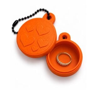 Porta-Joias Chaveiro 3D Personalizado 3D102 laranja aberto com anel